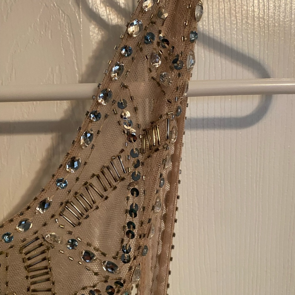 Xscape Aqua Dress with Beaded Straps - Picture 8 of 9